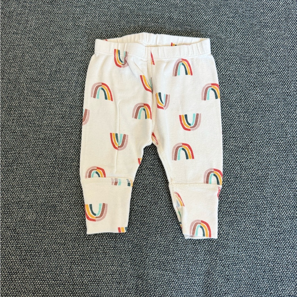 Hanna Andersson Cream Rainbow Wiggle Pant size 0-3 months
